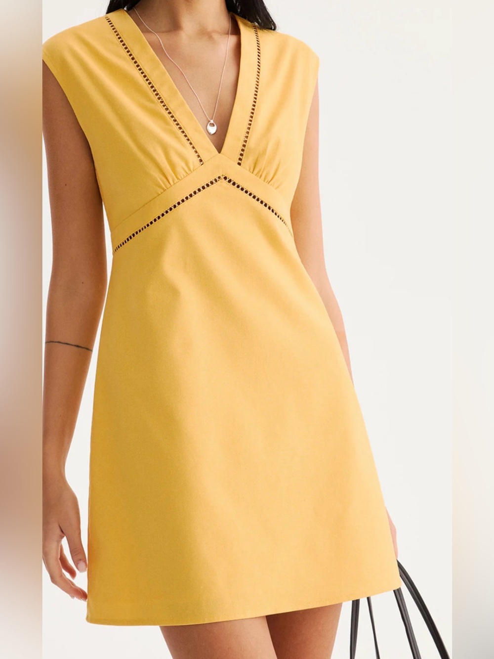 Commense Eyelet Trim Sleeveless Mini Dress - S
